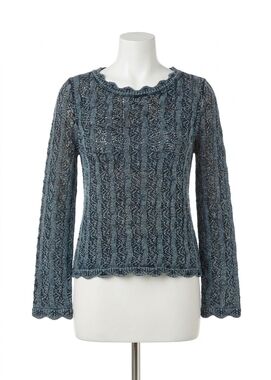 NEW FDJ open weave long sleeve sweater in indigo